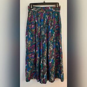 Petite Illustrations Harem Pants Women’s 8 Multicolor Peacock Pleats Vintage USA